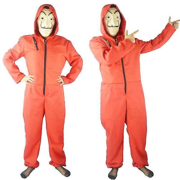 Unisex Halloween kostym kostym Jumpsuit Mask Set Roliga tillbehör M