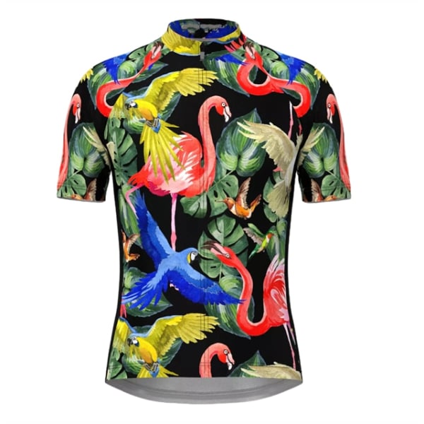 Miesten Hawaiian Tropical Flamingo Print Pyöräilypaitasarjat Lyhythihaiset Pyöräilyvaatteet MTB Ropa Ciclismo Bib Pant Pyöräilyvaatteet 16 4XL