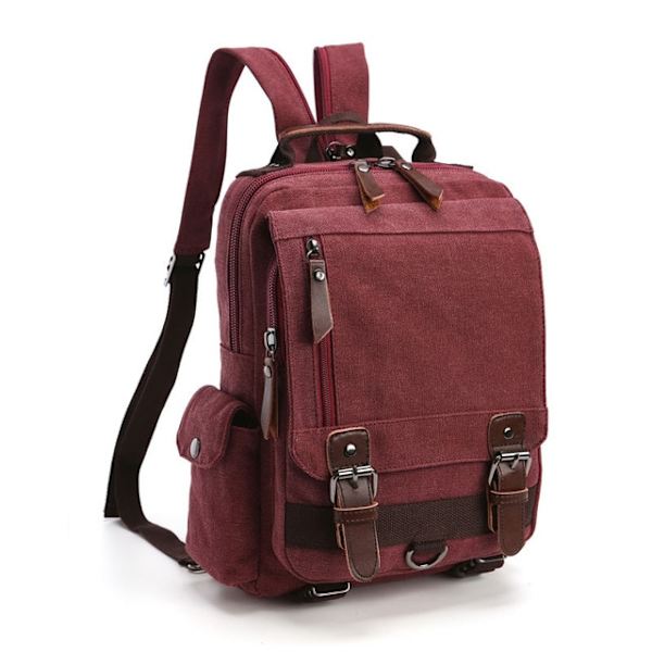 ny liten canvas ryggsäck män Reseryggsäck Multifunktionell axelväska för kvinnor Laptop ryggsäck Skolväskor Dam Daypack red 2