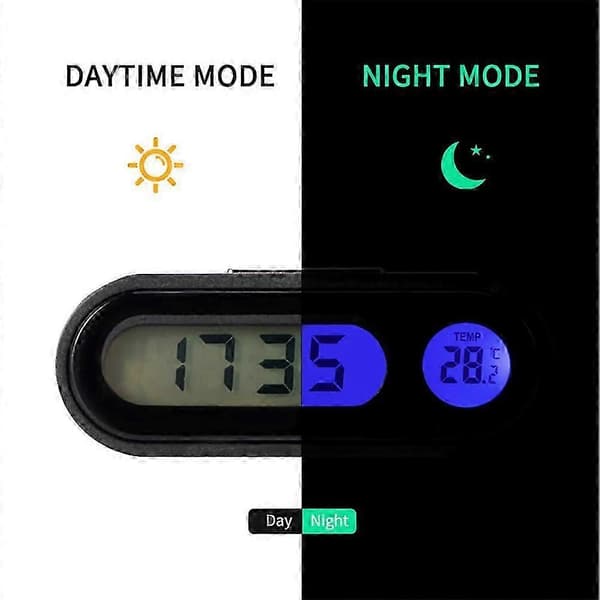 Elektronisk bilur med lysende termometer og LED digitalt display til instrumentbræt
