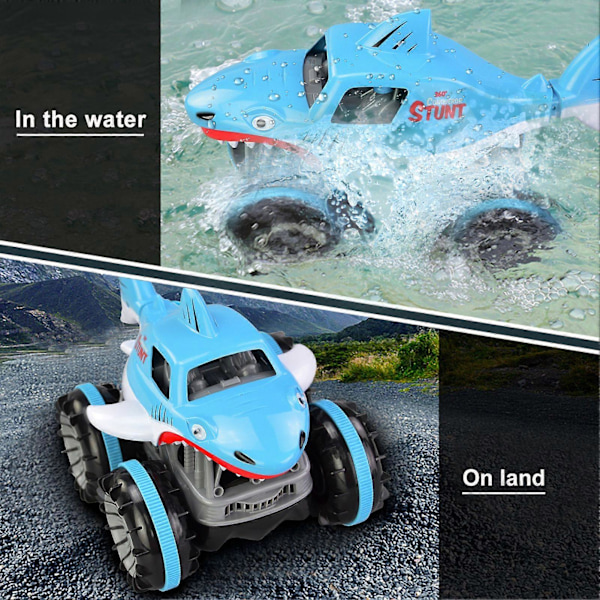 RC Stunt-auto Amfibinen RC-auto Lapsille 2 in 1 RC-vene 2.4GHz 360° Pyörivä Kaikki Maastot Joulu Syntymäpäivälahjat LED-valoilla