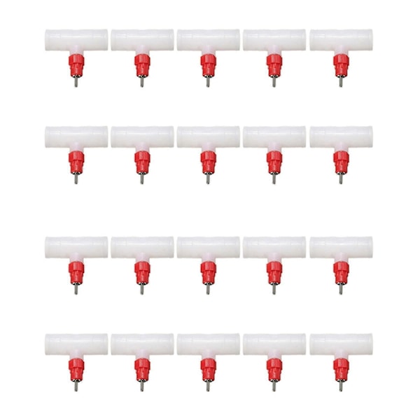 Kycklingnipplar T-kopplingar - Helautomatiska Fjäderfä Vattenautomater Kit Kyckling Vattendrickare 20-pack