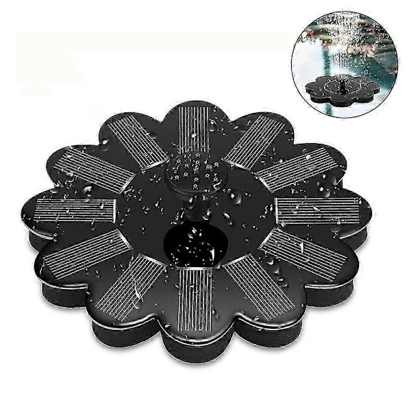 Solcellsdriven fontän, Otutun solcellsdriven dammpump med 1,5 W solpanel, flytande solcellsfontänpump med 4 fontänstilar för minidamm, trädgård