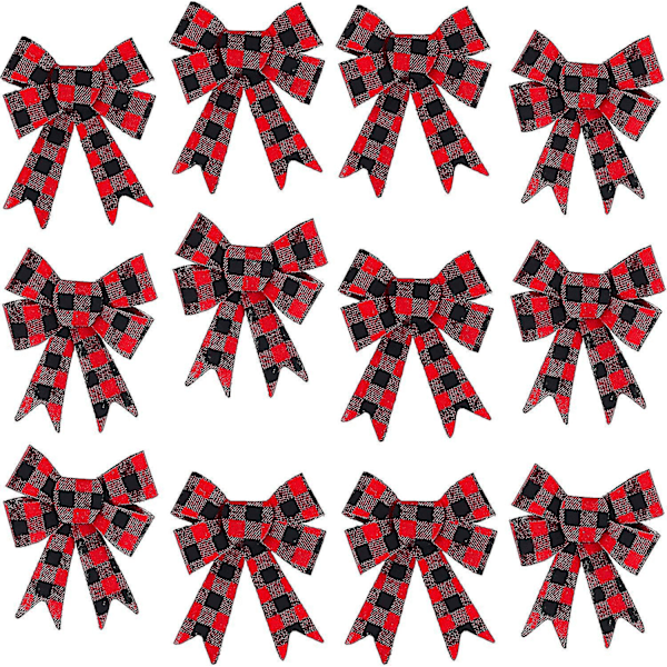 5-ögla Röd Buffelrutig Flanellrosett 5 X 7 tum, 12-packbd