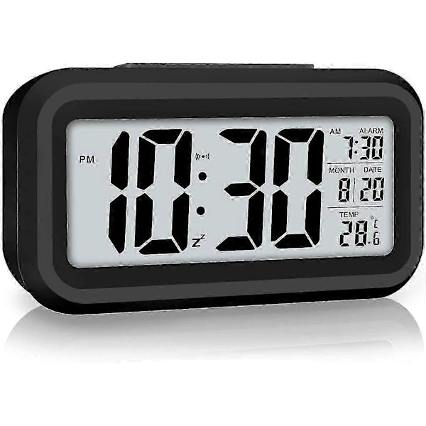 Digital Väckarklocka, Sovrumsklocka, Batteridriven Bordsklocka, Digital Klocka med Smart Nattlampa, 12/24 Timmar Visning Snooze Funktion