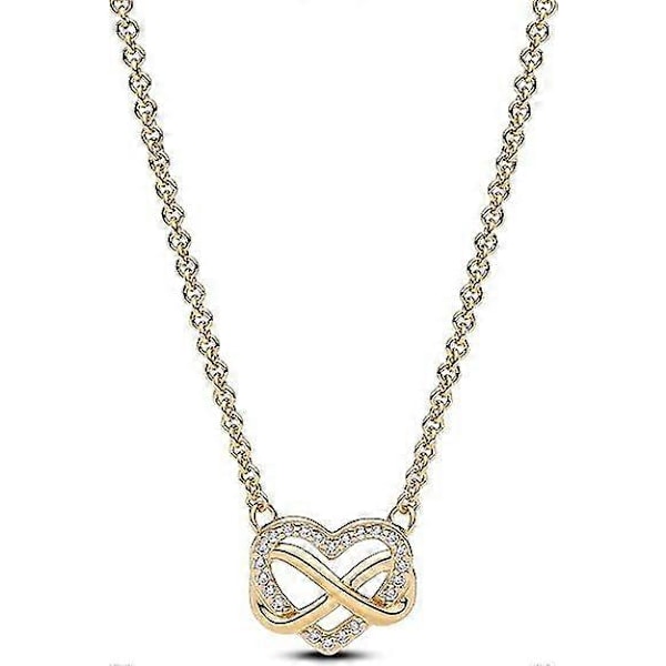 Hjertekjede med klar cubic zirconia (gull)