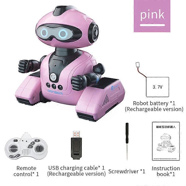 Robotlegetøj, fjernstyret robotlegetøj til børn, genopladelig RC-robot med auto-demonstration og dansende syngende musik LED-øjne demo, fødselsdagsgave f