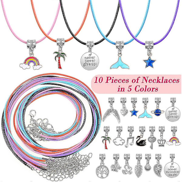 DIY armbandstillverkningskit för flickor 96 delar charmarmband kit med pärlor hänge berlocker armband halsband snöre