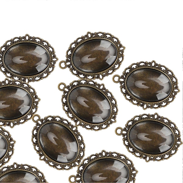 10 Set Glas Patch Hänge Ovala Brickor Glas Cabochon Klara Kupolplattor DIY Smyckesmaterial