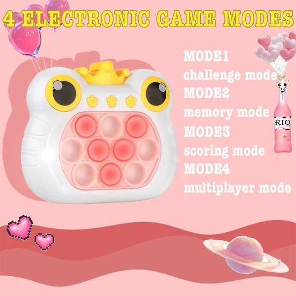 Pop Fidget Toys Handhållet spel Push Bubble Light Up Sensoriska leksaker, Quick Push-spel Sensoriska leksaker Stress relief för barn Pink