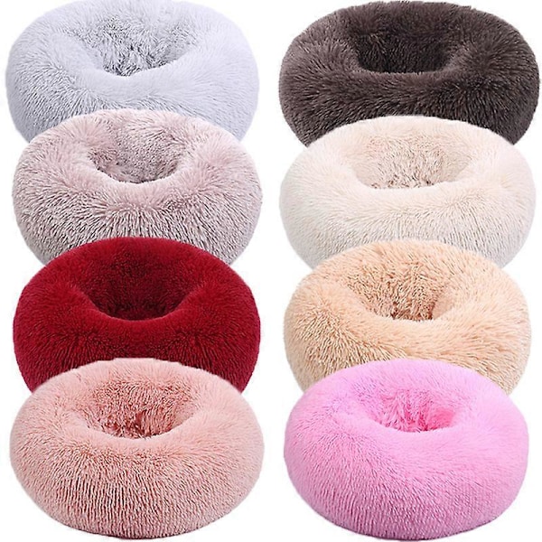 Pyöreä pehmokoppi koirille ja kissoille, kissanhiekka, syksy- ja talvilemmikkisänky, koiranmatto, kissanmatto, lemmikkimatto, ulkohalkaisija 60,2 cm (vaaleanpunainen)