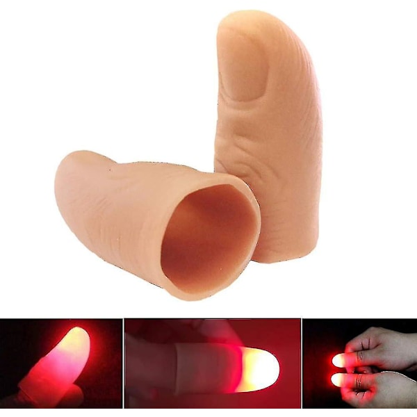 LED Fingerlamper Tommellys, magisk rekvisitt for fest, barshow, utførelse, magisk triks, falsk finger, spøke-verktøy for Halloween (6 stk)