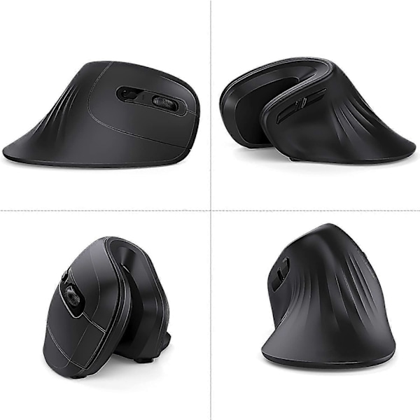 Bluetooth Ergonomisk Mus, 2.4G Stille Vertikal Trådløs Mus, Dobbel Modus Ergo Optisk Mus med Justerbar DPI 1000/1600/2400, for Laptop, Desktop, P