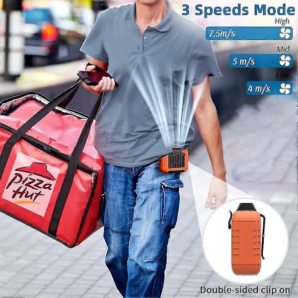 6000mah Portabel Midjeklämma Fläkt Med 23h Drifttid, 6200rpm Starkt Luftflöde, 3 Hastigheter, Uppladdningsbar Batteridriven Personlig Fläkt, Handsfree Usb Be
