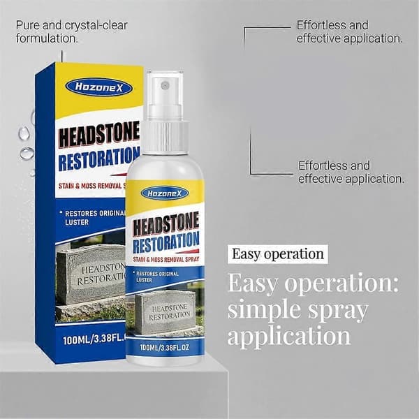 Gravstensrestaurering Plet Mosfjernelsesspray Effektiv Gravstensrens Restaurator Fjerner Snavs Mos 3pcs