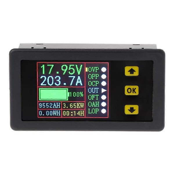 Kompakt Lade-Utladingsmonitor 0-90V 100A for DC Amperemeter Voltmeter Cellekapasitet