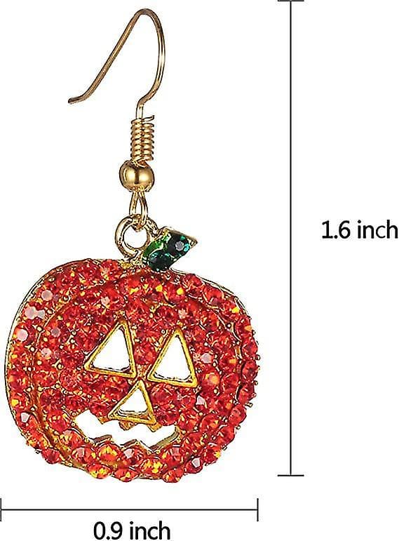 3 stk. Halloween Græskar Øreringe Rød - Allergivenlige Krystal Hængeøreringe