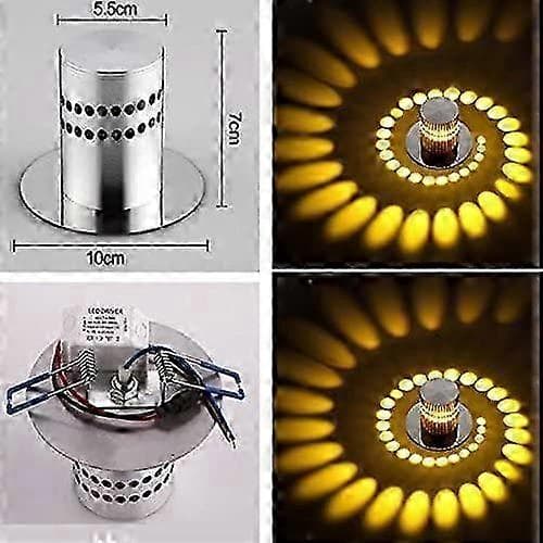 3W Moderne Design Nedfelt LED Rund Korridor Downlight Spiral Justerbar, Varmt Hvit 3000K 55mm