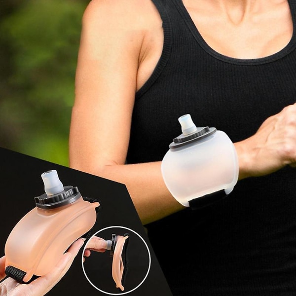 Vattenflaska Bärbar Hands-free Silikon Handled Vattenflaska Läcksäker Löpsport Handled Vattenflaskor för löpning Tillbehör White