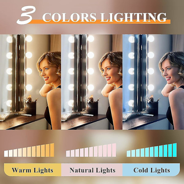 Peilivalo, 10 LED-valoa 3 värissä (peili ei sisälly) Y