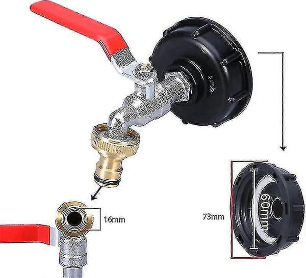 1000l Tankhane med Havevandslangehane Adapter, S60x6 Ibc Haneforbindelse