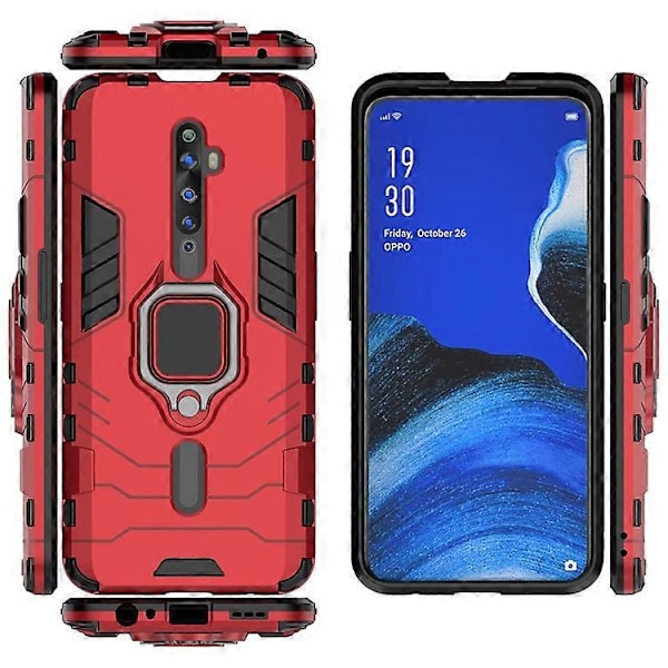 Cool Guard Ringhållare Stöd PC+TPU Hybrid Telefonskal Kompatibelt För OPPO Reno2 Z Red