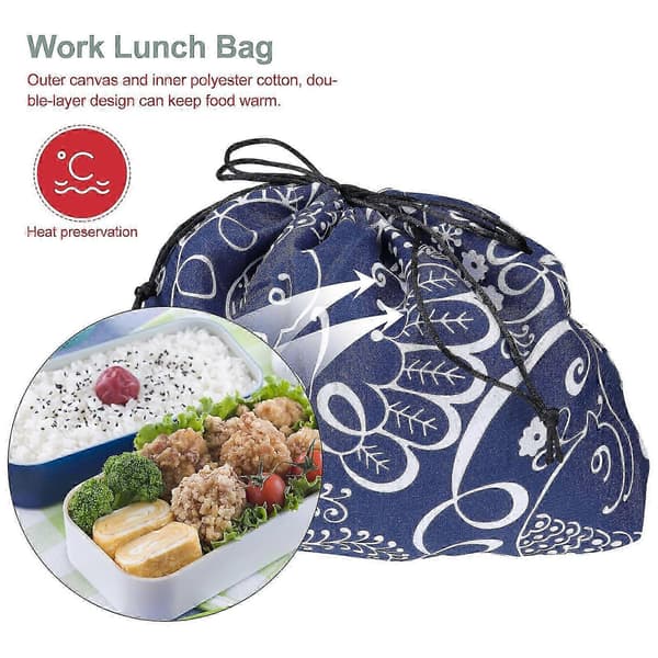 3 st Bärbara Lunchväskor Praktiska Lunchväskor med Dragsko Bento-påse Bento Förvaringsväska för Utomhusbruk