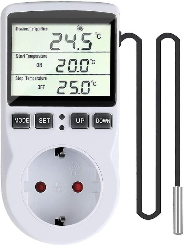 Digital temperaturregulator stikkontakt termostat til drivhus gård glasbeholder Eu-stik