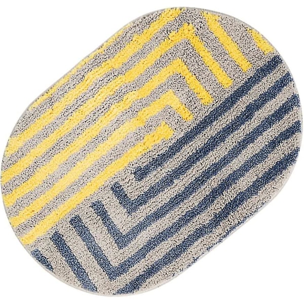 Tflycqsoft fluffig mikrofiber ovala badrumsmattor Halkfria Badkarsmatta med stark vattenabsorption (blå och vita ränder, 18"x26")
