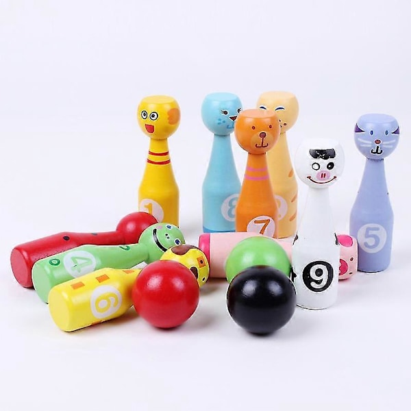 Jacootoys Bowling Set Kegelspel Kegling Spel Med 10 Keglor Och 2 Bollar Interaktivt Leksak För Barn 3 4 5 År
