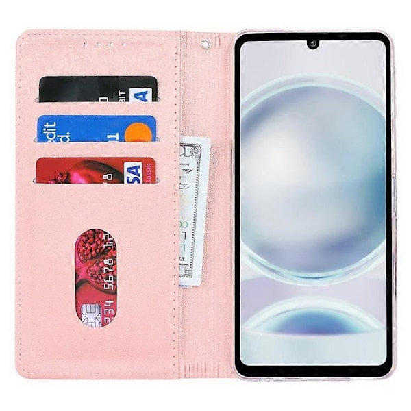 Kompatibelt Plånboksfodral för Sharp Aquos Sense 8 Silkeslen Textur Läder Flip Skyddande Telefonfodral PinkGold