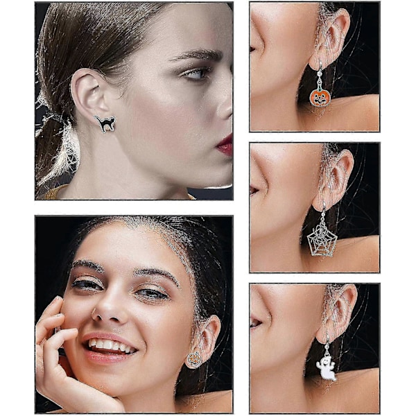 9 Par Halloween Øredobber Halloween Drop Dangle Øredobber Gresskar Svart Katt Øredobber For Kvinner Halloween Fest Antrekk A