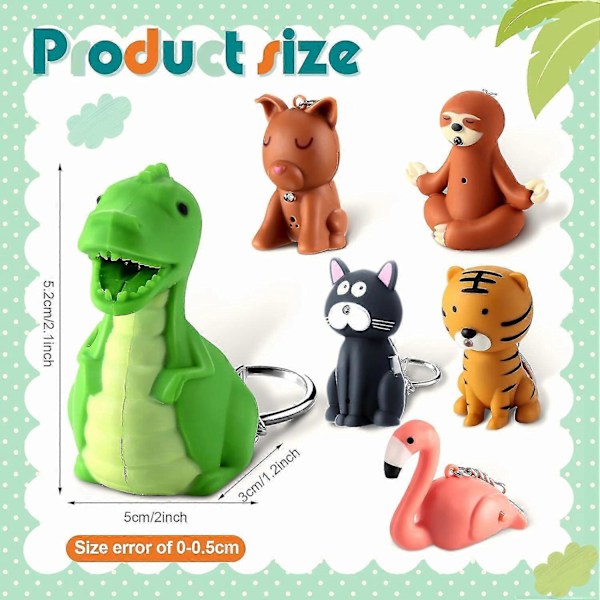 6 Stk. Sygeplejerske Lommelygte Pædiatrisk Sygeplejerske Lommelygte Nøglering Dyr Lommelygte Hvalpe Nøglering Tiger Flamingo Dovendyr Dinosaur Kat Lommelygte Nøglering P