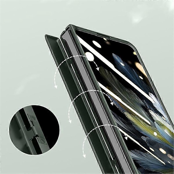 Kompatibelt Skal för Oppo Find N3 5G Hårt PC Ställ Telefonfodral med HD Härdat Glas Film Green