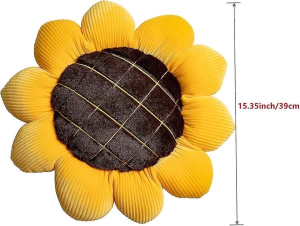 Blomkudde Mjuk Solros Kudde Formad Matta Prydnadskuddar Kuddar För Hemrum Dekoration (39 cm)