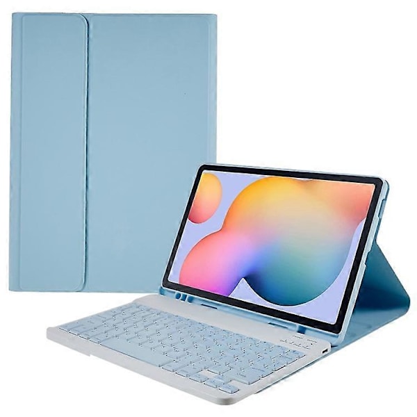 SK-P610 Kompatibelt för Samsung Galaxy Tab S6 Lite (SM-P610) Avtagbart Bluetooth-tangentbord PU Läder Skyddsfodral Anti-Fall Wi Blue