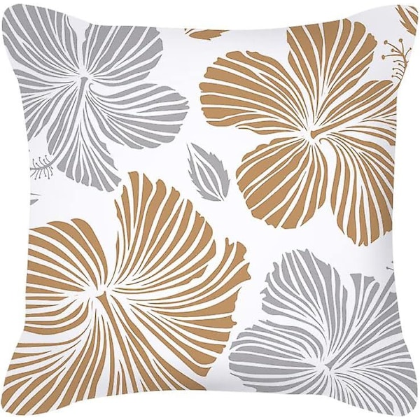 Förpackning med 4 Vattentäta Utomhus Inomhus Prydnadskuddöverdrag 18x18 Dekorativa Grå Blommiga Blad Boho Kuddfodral Dubbelsidiga Kuddfodral För Trädgård Uteplats