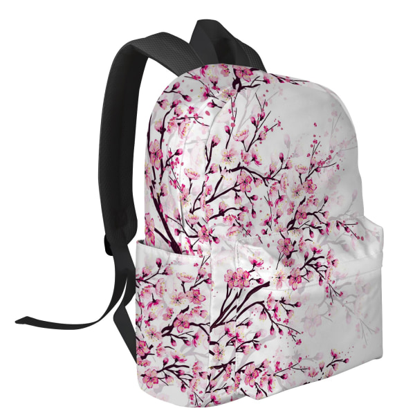 Cherry Blossom plommegren Rosa blomst Hvit ryggsekker Spesialtilpassede skolevesker Laptop-ryggsekk Menn Kvinner Kvinnelig Reise