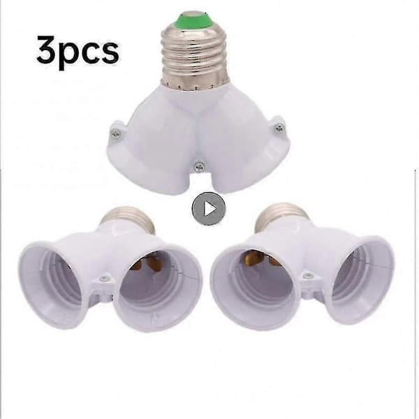 3 stk. 2-i-1 dobbelt E27 fatningsforlænger splitter konverterstik halogen-B2