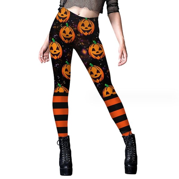 Naisten Joogahousut Taskulla Korkea vyötärö Treeni Leggingsit Juoksuhousut Bottom Scrunch Leggingsit Halloween Print Pants COLOR 2 S