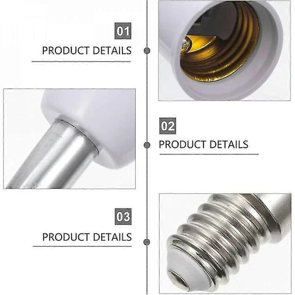 2 Pak E14 til E27 Pære Sokkel Forlænger Sokkel, Foldbar Pære Adapter Med Skruebase, Justerbar, Til Hjemmet (e14 til E27, 20cm) IKM
