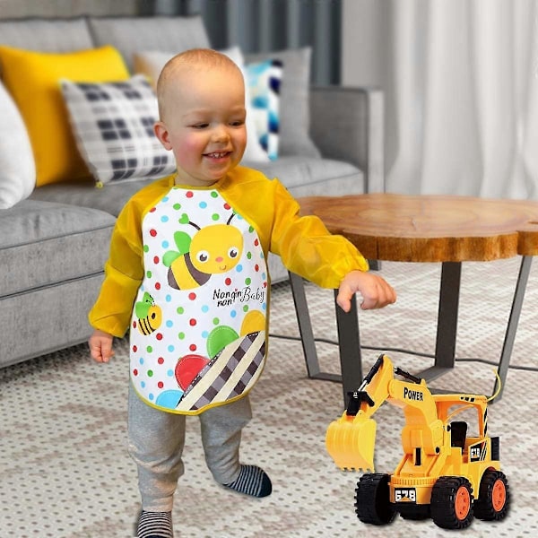 Haklappar med Ärmar, 6 st Baby Haklapp Vattentät Långärmad Haklapp Unisex Matningshaklappar Förkläde Härliga Söta Tecknade Haklappar för Spädbarn Småbarn 6 Månader till 3 År