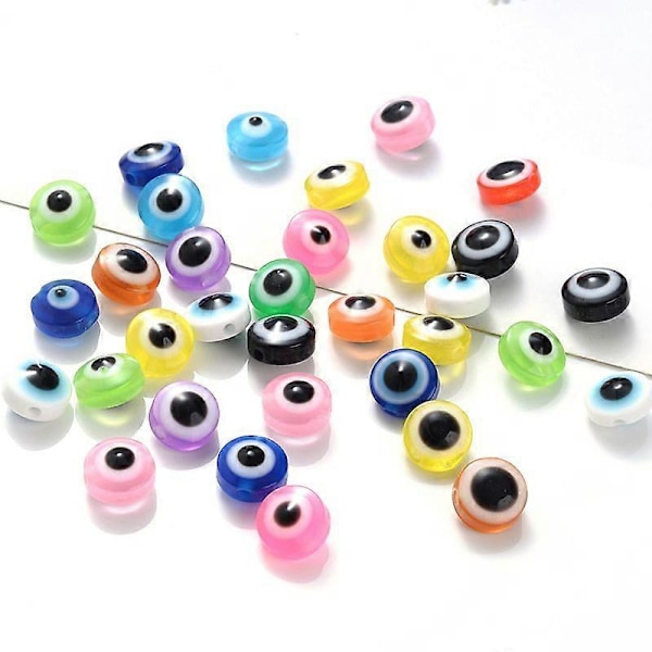 400 st Ögonpärlor Flerfärgade Resin Platt Runda Ögonpärlor DIY Lösa Pärlor Distanspärlor för Smyckestillverkning