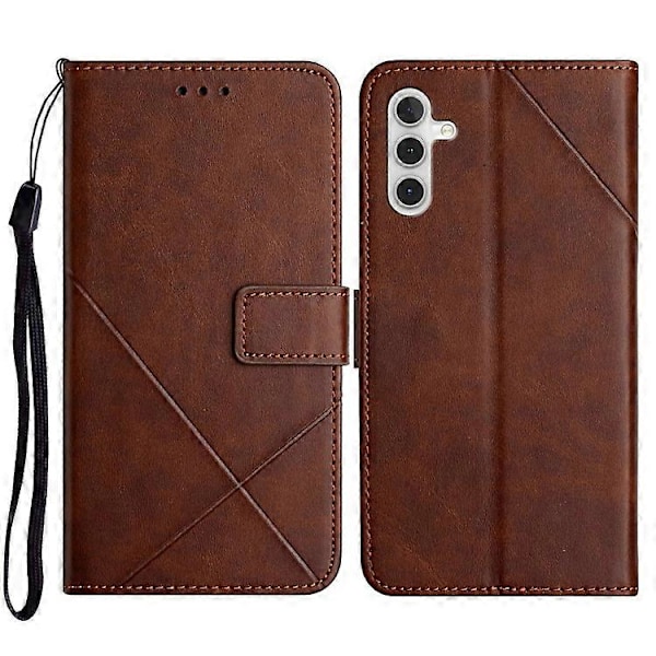 Läder Telefonskal Kompatibelt För Samsung Galaxy S23 FE, Plånboksställ Präglat Telefonfodral Brown