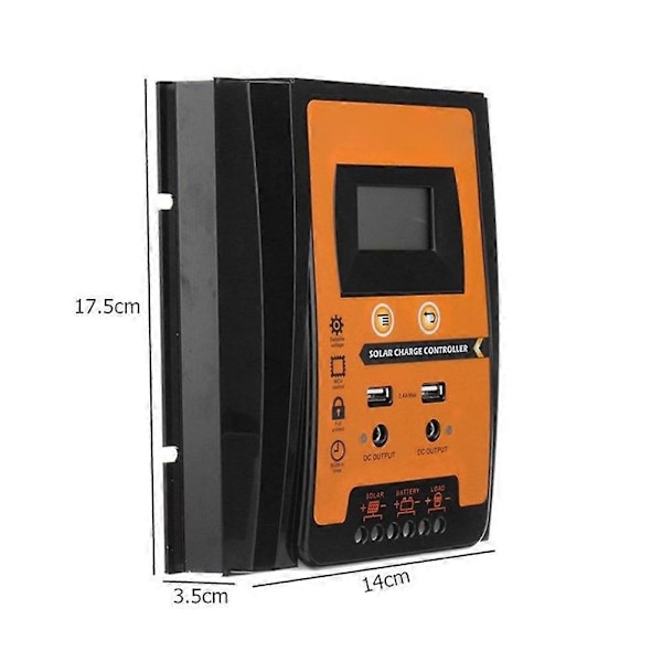 30A 12/24V LCD-skjerm Dobbel USB Lys Solcellepanel Ladekontroller Regulator Mengxi