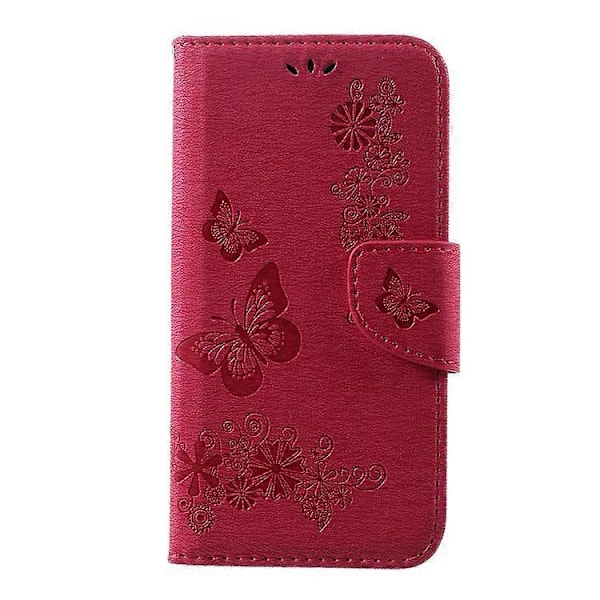 Präglat Fjärilsblommor Ställ Plånbok Läderfodral Kompatibelt För Samsung Galaxy S8 Pink