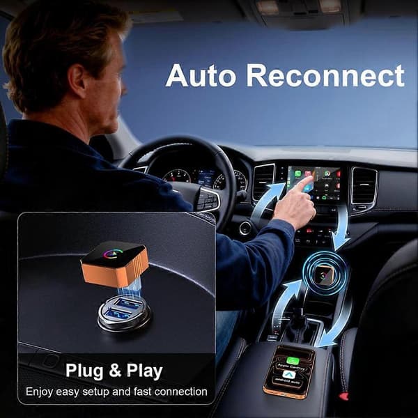 Trådløs CarPlay-adapter: Mini Plug-and-Play CarPlay/Android Auto-dongle til stabil forbindelse White Label