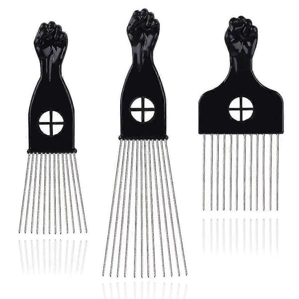 3 Hårklemmer, Metalclips til Afrohår, Afrohårbørste, Næve til Hår, Hårstylingbørste