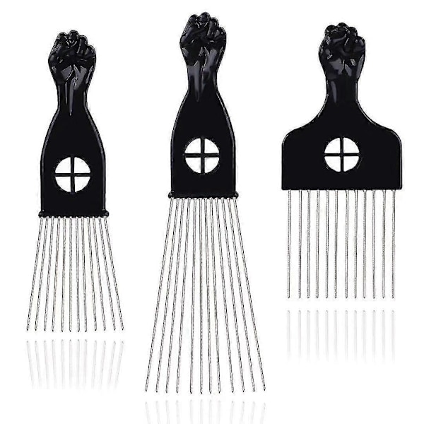 3 Hårklemmer, Metallklemmer for Afrohår, Afrohårbørste, Knyttneve for Hår, Hårstylingbørste
