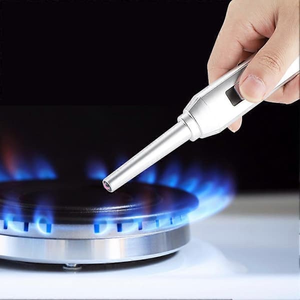 USB Genopladelig BBQ Puls Lighter Vindtæt Elektrisk Grill Lighter Udendørs Camping (Sølv)